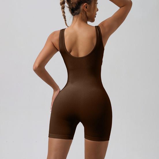 Ребристый боди для йоги со съемными накладками на грудь, бесшовный, высокоэластичный, компрессионный, подтягивающий живот, моделирующий талию, подтягивающий ягодицы, спортивная одежда для фитнеса