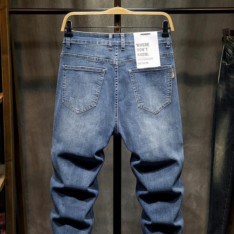 Весна/лето 2023 г. Мужские облегающие джинсы-шаровары с высокой эластичностью — модный размер больших размеров.
