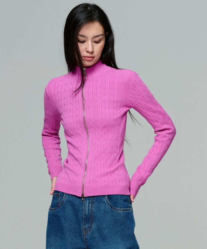 ERA Women Fitted Cable Zip Knit - Rose Pink