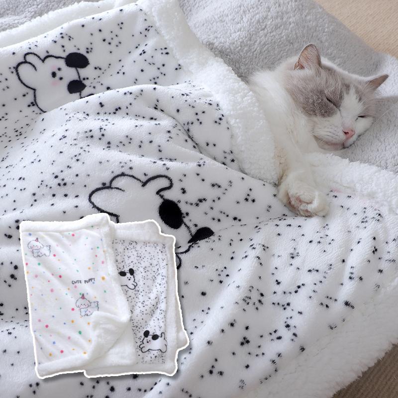 Двусторонний флисовый плед для питомцев, теплый толстый коврик для собак и кошек, уютная подстилка для сна, двустороннее покрывало для питомцев, мягкая подушка для будки