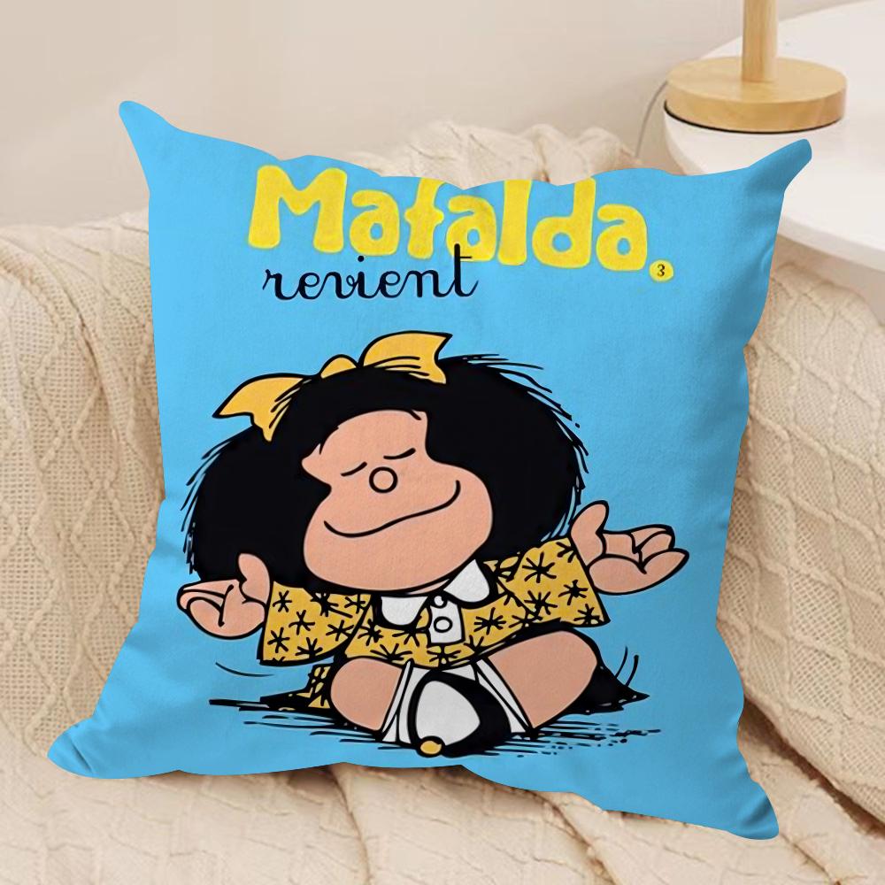 Cartoon MMafalda Cushion Cover Soft Plush DoubleSided Printed Sofa Pillow Cushion Cover  Cozy AllSeason Durable Decor Gift