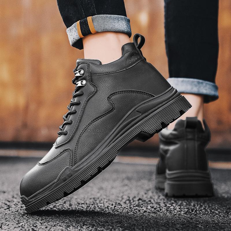 Large Size Martin Boots Men's Thick-soled Autumn Casual Heightening Tooling Boots High-top Hiking Shoes Rhubarb Boots Winter