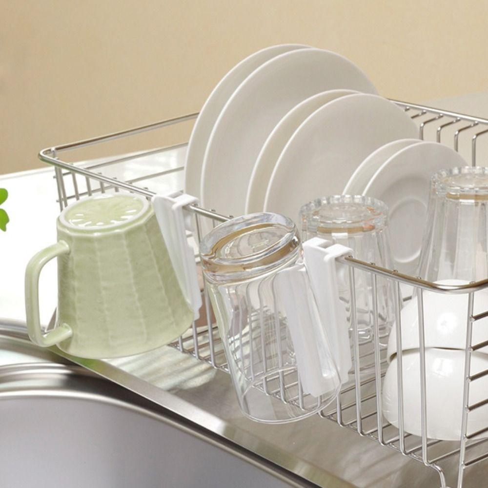 6 Piece Hanging Cup Drying Rack White Kitchen Draining Cup Holder Cup Organizer Chopstick