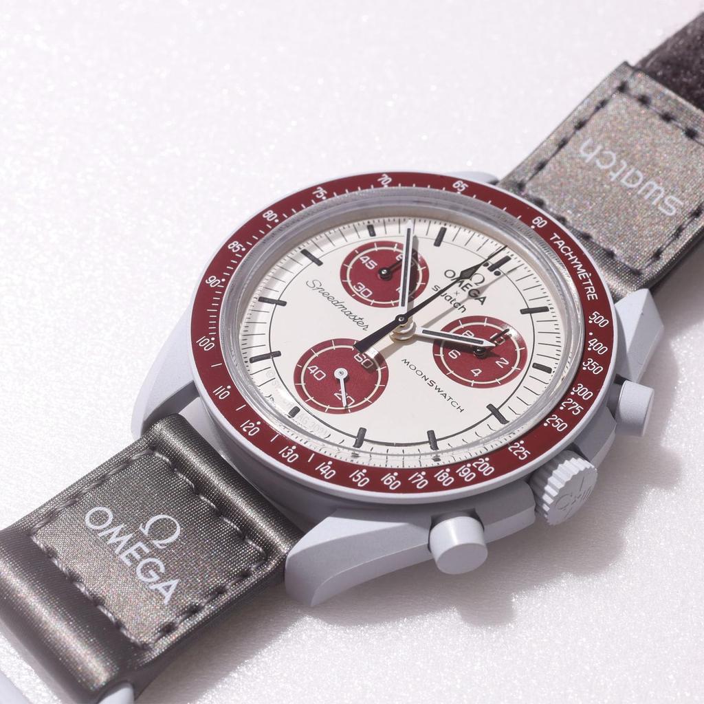 OMEGA SWATCH pluto gift watch Omega Swatch collaboration genuine box with shopper Speedmaster model mission waterproof mission silicone × [with band]