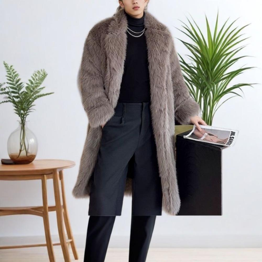 Мужская норковая экологичная шуба оригинального дизайна средней длины, мужская зимняя шуба из лисьего меха с густым мехом