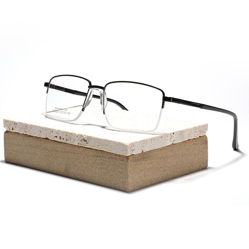 Очки Art Style Frame Glasses Square Half Frame Metal Flat Glasses Men's Simple Glasses Women