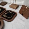 Geometry Wood Rings Tray Velvet Ring Earring Holder Multipurpose Earrings Display Tray  Desk