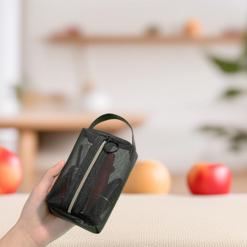 Mini Mesh Nylon Makeup Bag - Portable Lipstick, Coin, and Cable Organizer