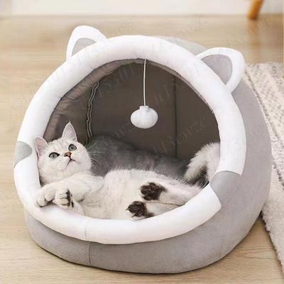 Милая подушка для кошки, лежак для котенка, подушка для маленькой собаки, мягкая кровать-пещера для кошки, полузакрытая корзина для щенка, пещера для кошачьего домика