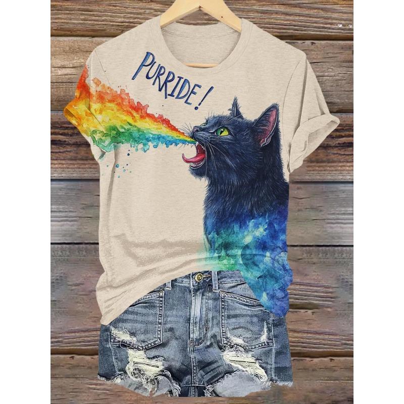 Летняя тонкая женская футболка с короткими рукавами и принтом в виде 3D-цифровых животных и насекомых