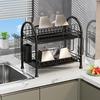 Dish Drying Rack Plates Bowl Organizer with Drain Tray Dish Drainer Storage Rack Kitchen Countertop Utensils Draining