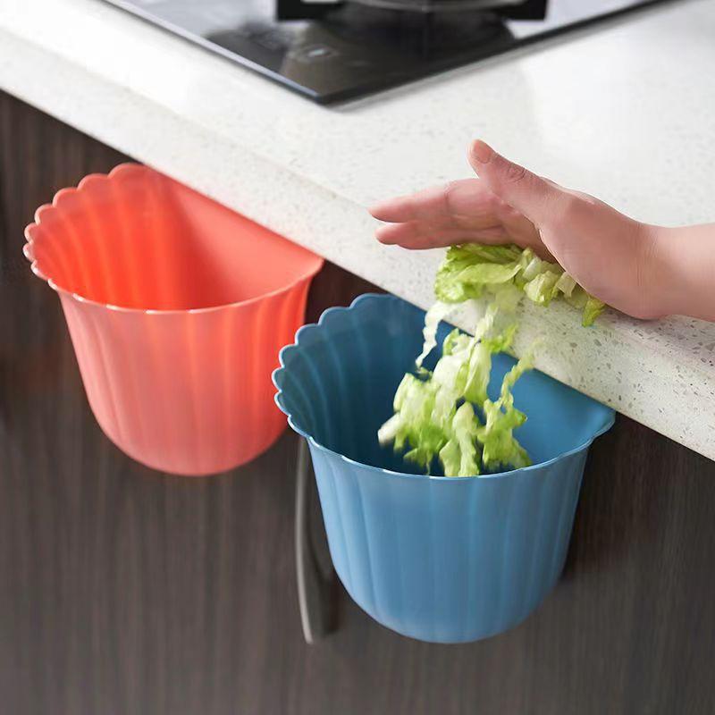 Mini Kitchen Cabinet Door Hanging Garbage Bin Can Desk Trash Storage Container Flower Pots