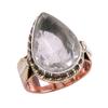 Кольцо из натурального кварцевого камня в двух тонах из стерлингового серебра 925 пробы S.7 I6u32