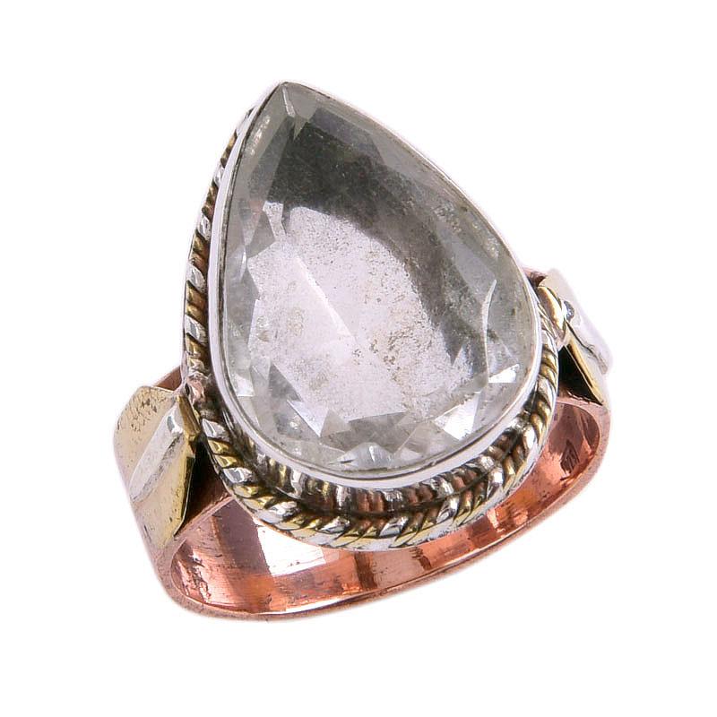 Кольцо из натурального кварцевого камня в двух тонах из стерлингового серебра 925 пробы S.7 I6u32