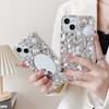 Apple 16promax Mobile Phone Case Mirror Bear Iphone15 Rhinestone Protective Case 14 Flower Rabbit Suitable for 13