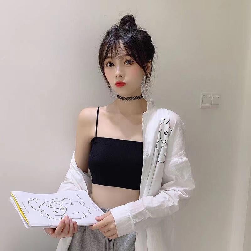 2024 Summer Women's Crop Top Sexy Elastic Cotton Camis Sleeveless Short Tank Top Bar