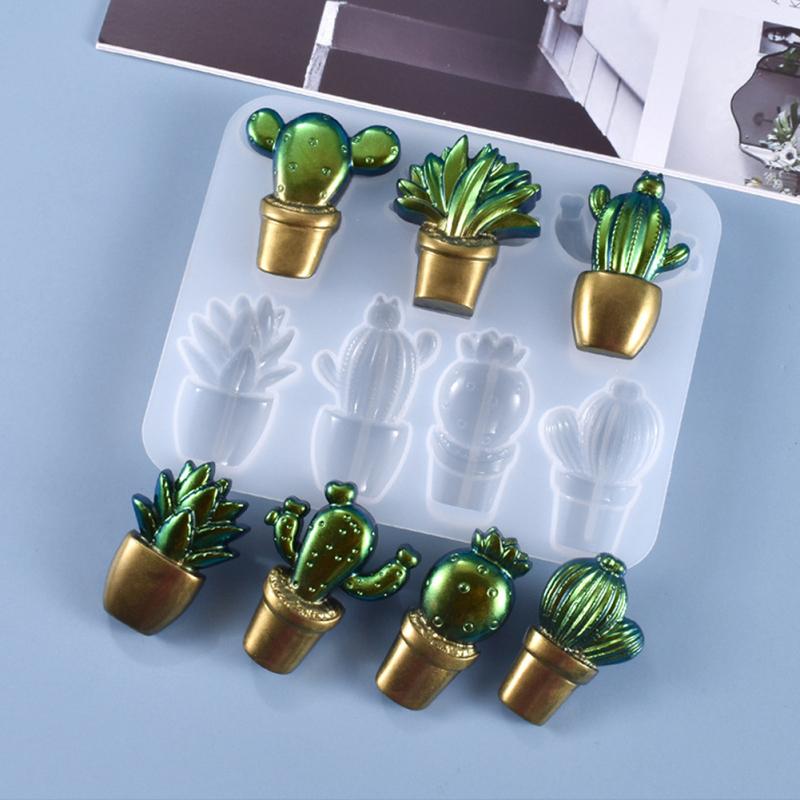 Силиконовая форма Кристалл с 7 разными милыми узорами кактусов, инструмент для изготовления ювелирных изделий для DIY