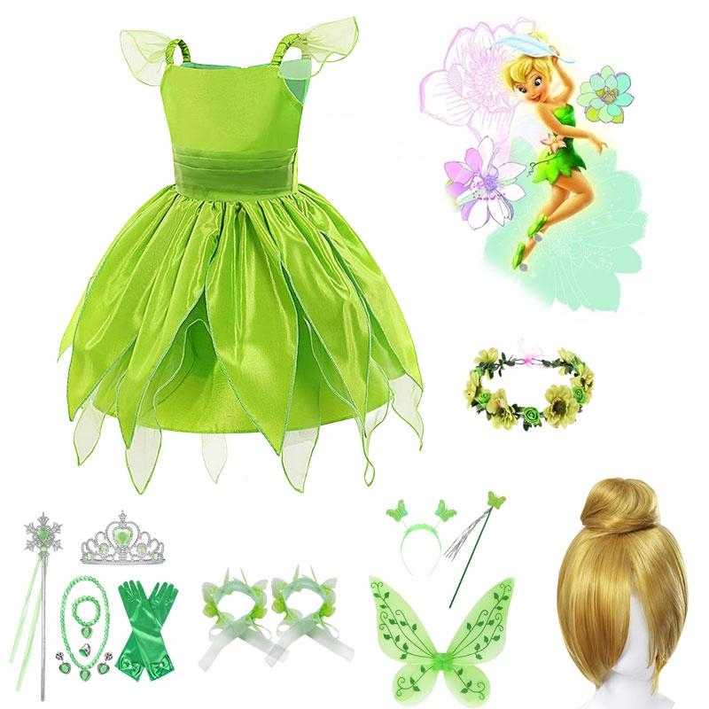 Children's Tinker Bell Fairy Princess Dress Polyester Fiber Fabric Perfect For Kids' Halloween Cosplay 80-150cm