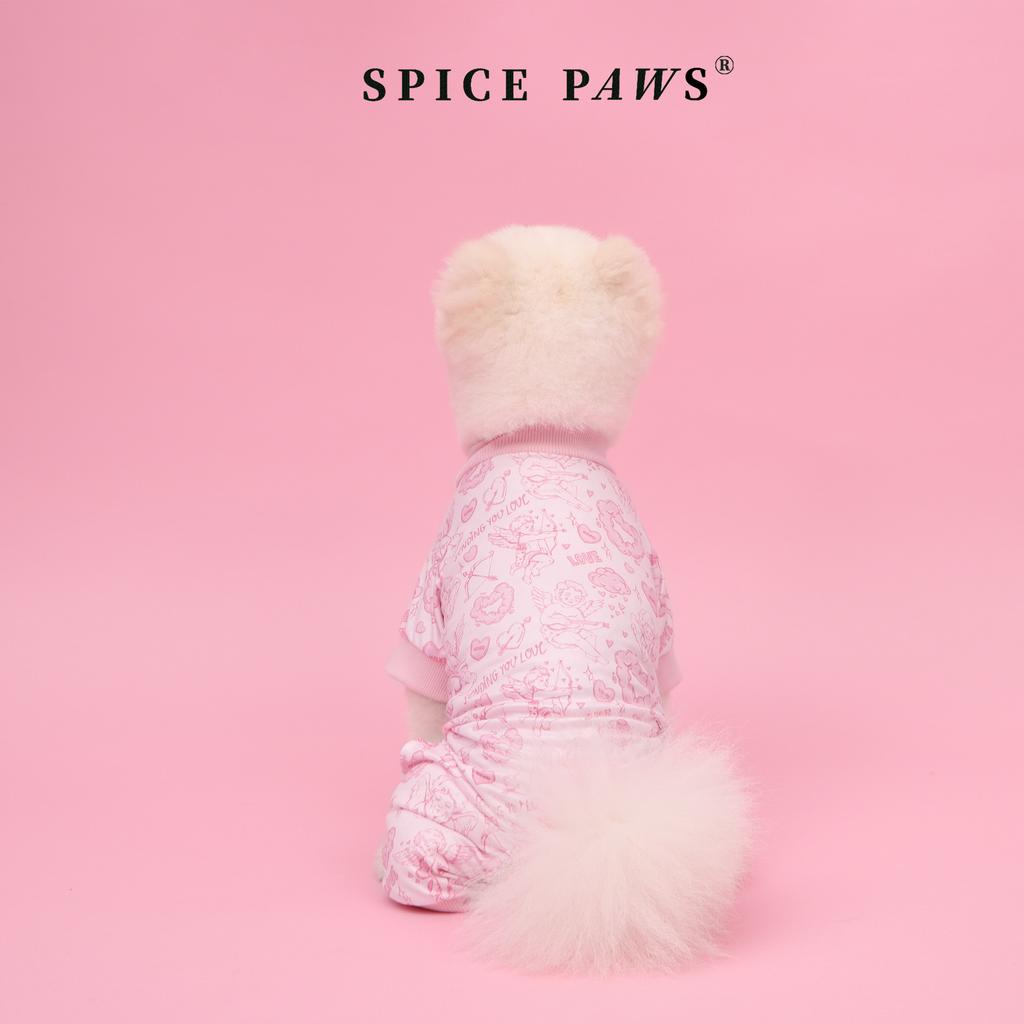 Pet Jumpsuit, Dog & Cat Cupid'S Arrow Pattern Bodysuit Clothes, Pullover Style Pet Apparel, Cute Floral & Heart Print Pet Outfit