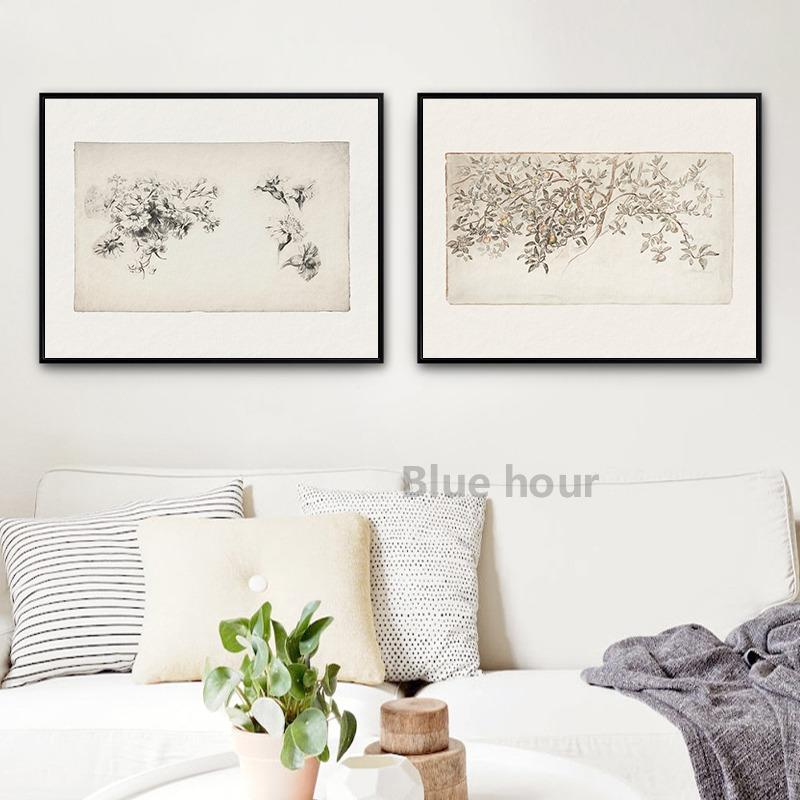 Эскиз дерева Винтажный рисунок Картина на холсте Фермерский дом Деревенский настенный рисунок Картина Антикварный ботанический постер Печать Декор для гостиной