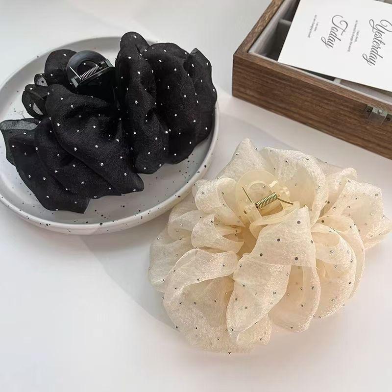 Заколка-бант для высококлассной женской прически «Облако-пузырь» – Большой аксессуар-зажим типа «акула»