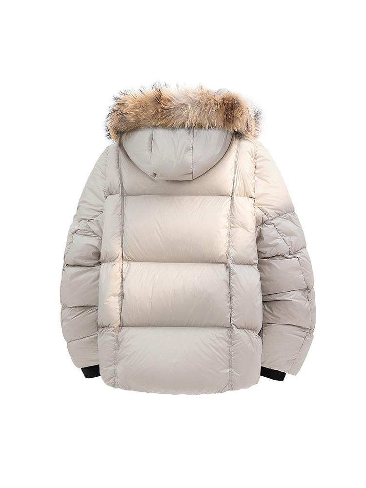 Зимняя мода 2025: Толстая пуховая куртка с большим меховым воротником, 90% белого утиного пуха, Универсальная и теплая, Морозостойкая верхняя одежда