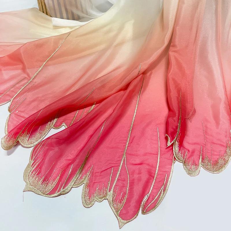 150x100cm Embroidery Lotus Leaf Soft Fabric DIY Hanfu Shirts Doll Cloth Chinese Style DIY Sewing Craft Organza Tulle Fabric New
