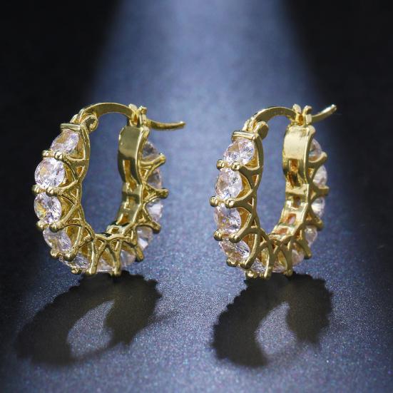 1 пара женских сережек-обручей с кубическим цирконием, круглые, маленькие серьги-кольца, серьги-клипсы для выпускного вечера, медные круглые серьги