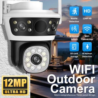 6K 12MP HD WiFi PTZ камера наружная тройной объектив тройной экран безопасность мобильный AI автоматическое отслеживание видеонаблюдение аудио видеонаблюдение