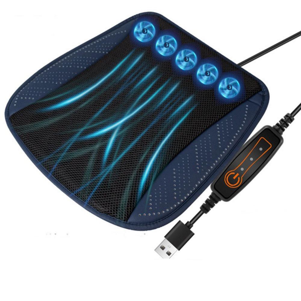 with 8/5 USB Fans Car Ice Silk Seat Cushion Fast Blowing Car Seat Cooling Pad Office Chairs