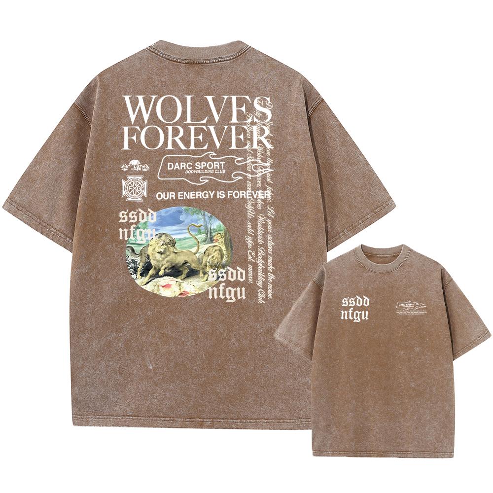 Darc Wolves Sport Vintage Washed T Shirts Gym Bodybuilding Oversize Men Clothing Summer Fitness TEE Workout Darc Sport T Shirts