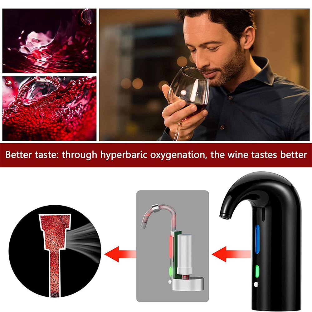 Electric Wine Aerator Wine Pourer and Wine Dispenser Pump One Touch Wine Decanter USB Rechargeable Spout Pour