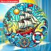 2D Flat 20*20cm 1pc Retro Cartoon Sailboat&anchor Patterns Wall Art Ornament, Rustic Nautical Theme Decoration for Bedroom, Sailboat, Beach Houses a