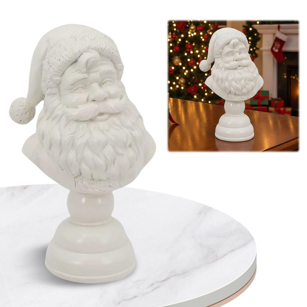 Santa Bust Christmas Tabletop Decoration Santa Figures Decorations Statue Decor for Home Living Room Bedroom Kitchen Mantel