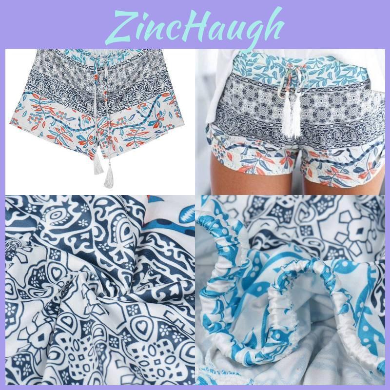 Summer Polyester Print Shorts With Tie Waist For Casual Wear
