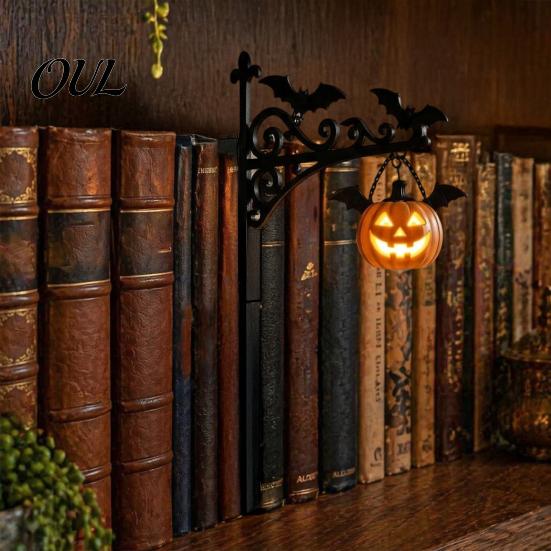 Indoor Hanging Lantern Halloween Library Lantern, Gothic Decorative Bookshelf Lamp, Vintage LED Reading Room Ambience Lamp Book Nook Light for