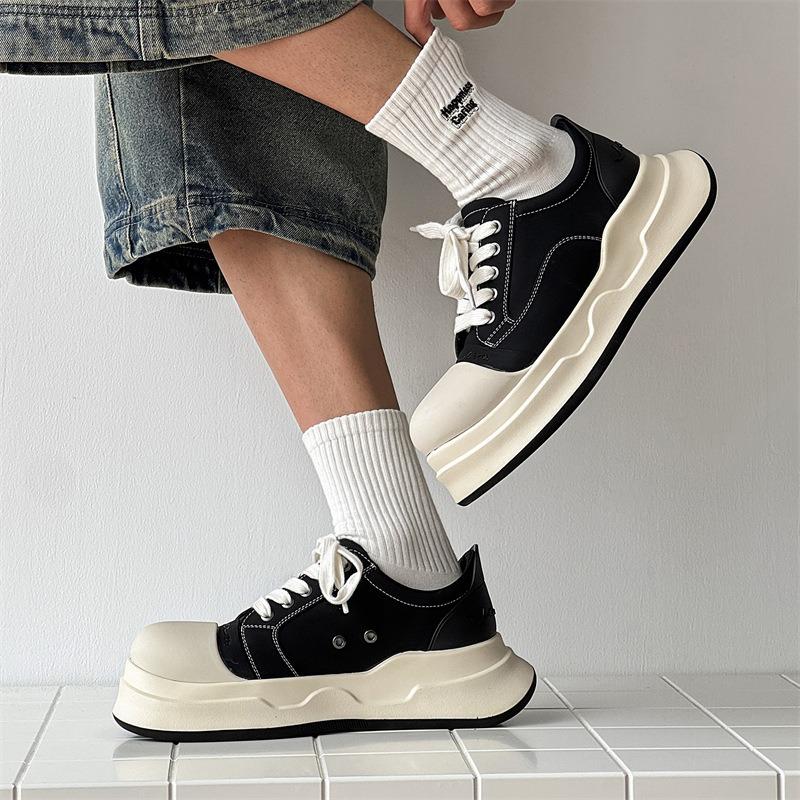 58150 туфли с большой головой женские новые модные ретро повседневные на платформе увеличивающие рост холщовые туфли кожаные туфли-хлебцы