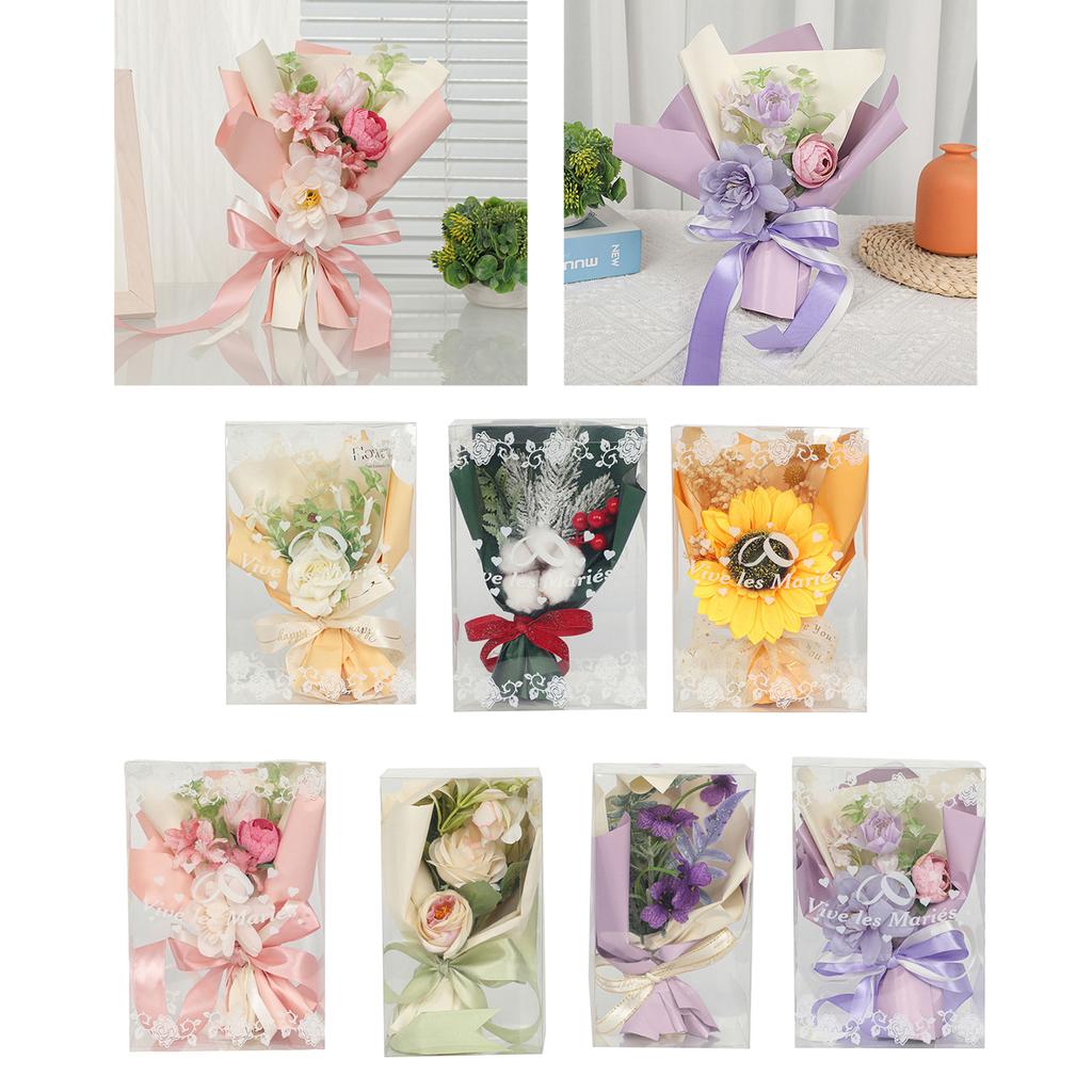 Artificial Flower Bouquet Real Looking Artificial Rustic Vintage Bridesmaid Holding Flower for Valentine's Day