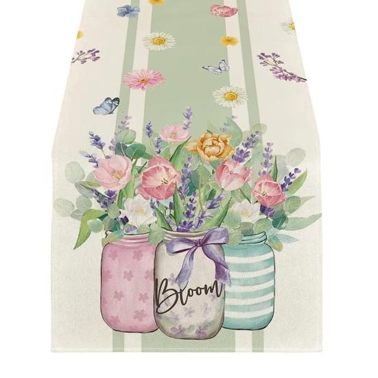 Весенняя цветочная скатерть-дорожка, цветущие цветы, столовое белье, тюльпан, моющаяся скатерть для дома, фермерского дома, обедов, вечеринок, украшение