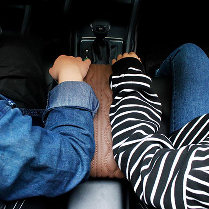 PU Leather Car Armrest Pad Cover Universal Center Console Wave Embroider Auto Seat Box Protection Cushion Hand Supports