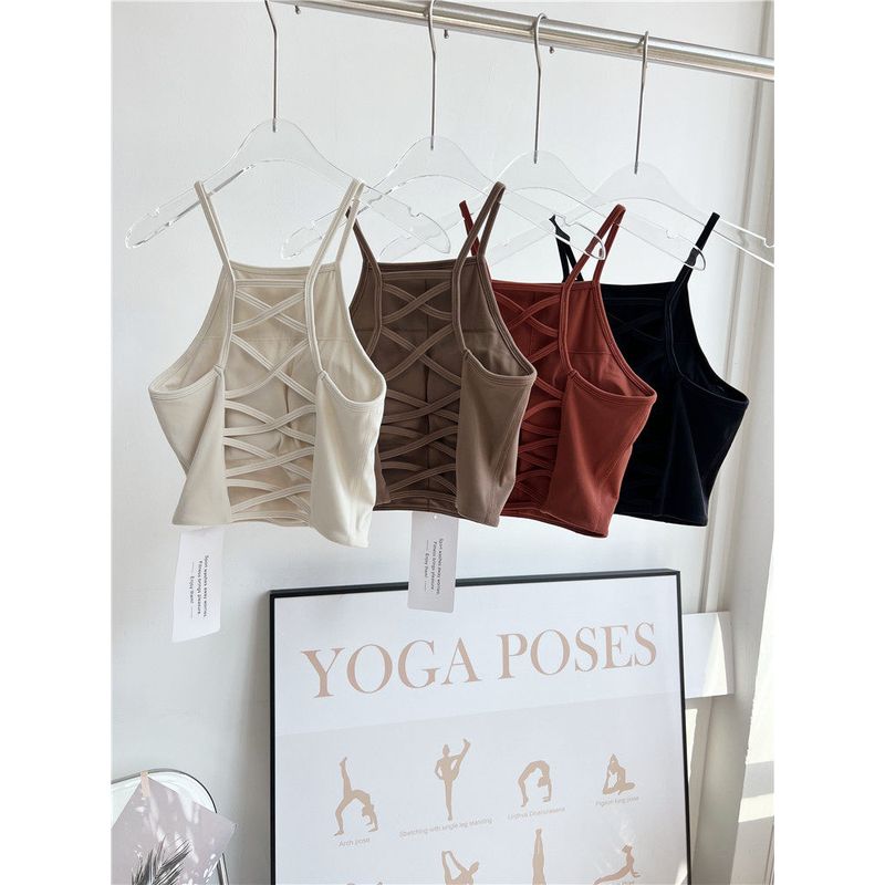 Exported Sports Bra for Women with Chest Pads, Naked-Feel Yoga Tank Top, Outdoor Running Cross-Back Fitness Bra