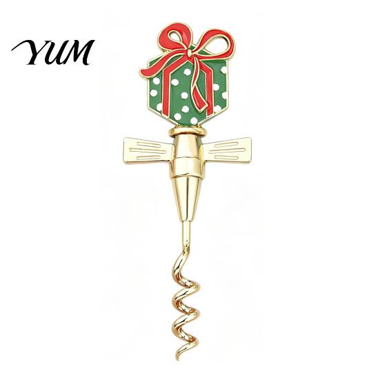 Zinc Alloy Wine Corkscrew Christmas Bottle Opener, Enamel Hat/Gift/Bear/Dachshund Design, Ergonomic Opener Double Wing Handle Corkscrew, Decorative