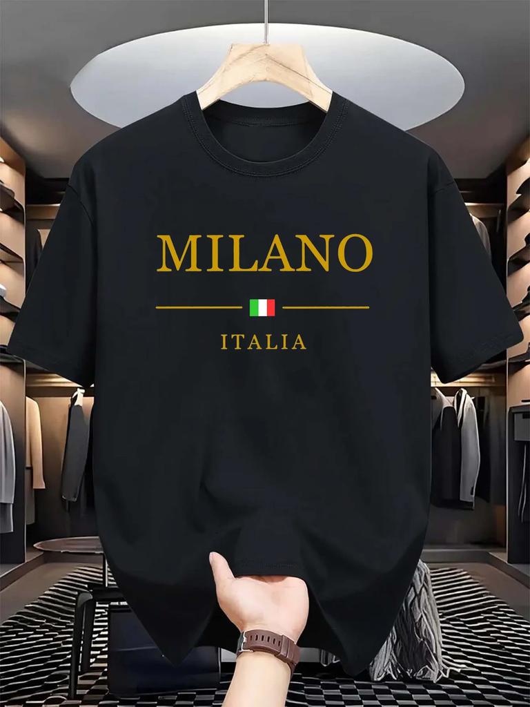 New Arrival Mens Clothes Tee Shirt Homme Graphic T-Shirts Men Tshirt for Men Ropa Hombre MILANO ITALIA Pattern Printed 25854