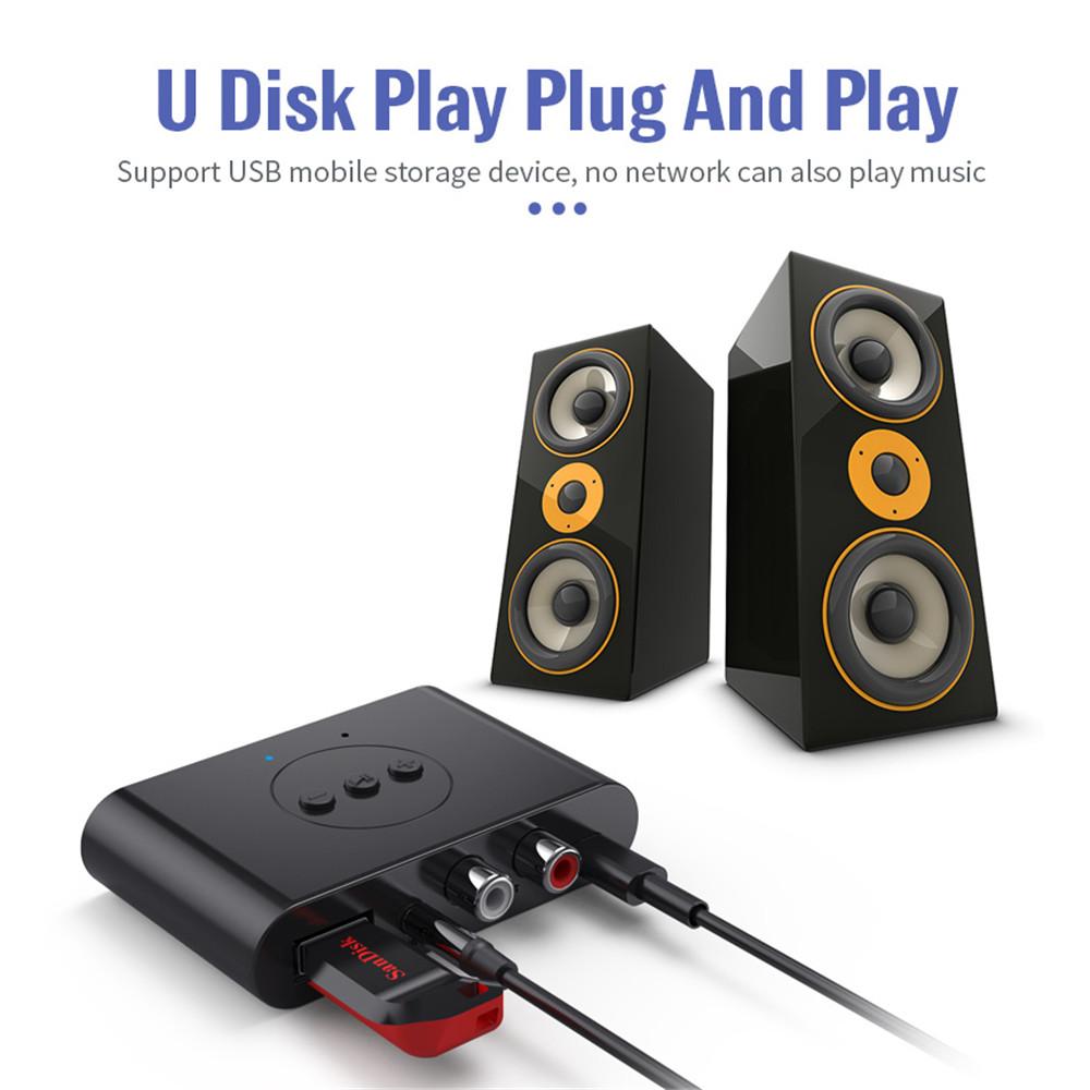 Аудиоприемник Bluetooth 5,0, NFC, аудиоадаптер, поддержка U-диска, RCA, разъем AUX 3,5 мм, стерео музыкальный приемник, усилитель автомобильного динамика