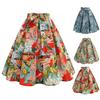 Женская юбка-миди с высокой талией, декором бантом, большая юбка по подолу с застежкой-молнией, плиссированная юбка в стиле ретро с цветочным принтом, юбка до середины икры