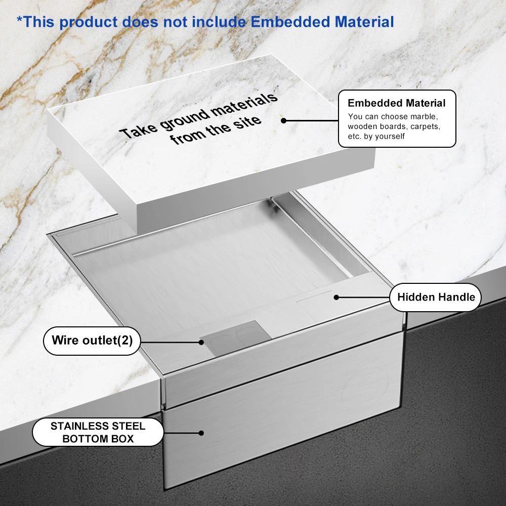 130*130мм Встраиваемая версия Напольная розетка Сменный модуль Силовая розетка Нержавеющая сталь Скрытый адаптер питания