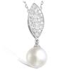 [H5516] - Silver Pendant 'Sissi' Ivory Silvered (rhodium-plated) - 33x10 Mm