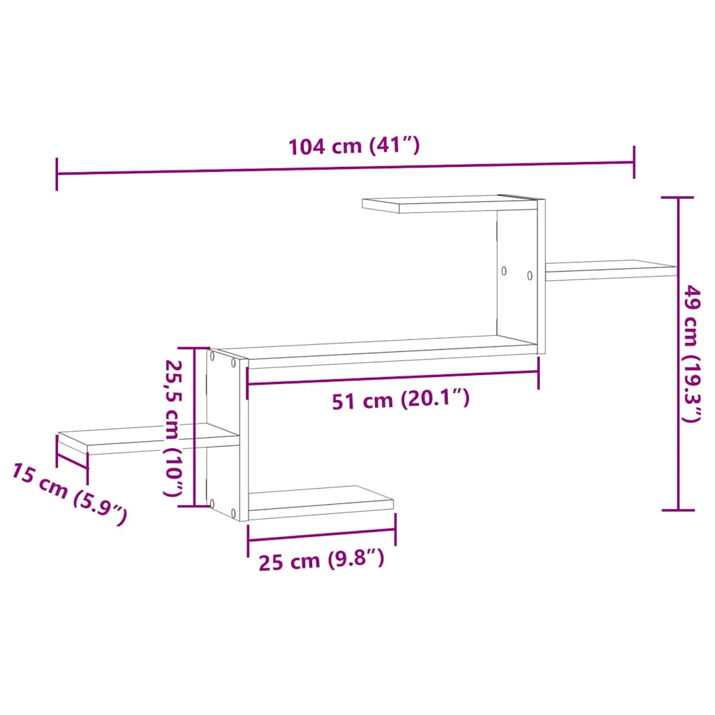 Wall Shelf Sonoma Oak 104 x 15 x 49 cm Particleboard