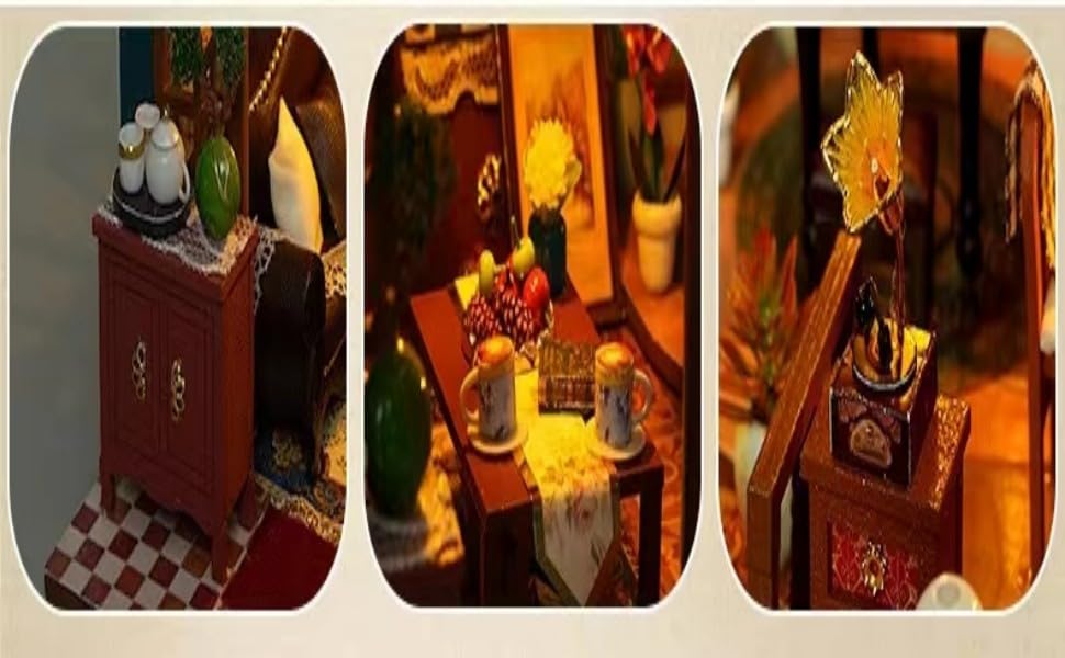 Sofiey кукольный домик ручной работы набор миниатюрная мини мебель набор для творчества с пылезащитным чехлом (Восточная эстетика)