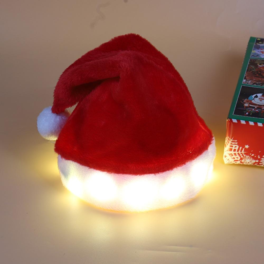 New Year Luminous Santa Hat LED Lights Headdress Xmas Cap Long Plush Christmas Supplies Gift
